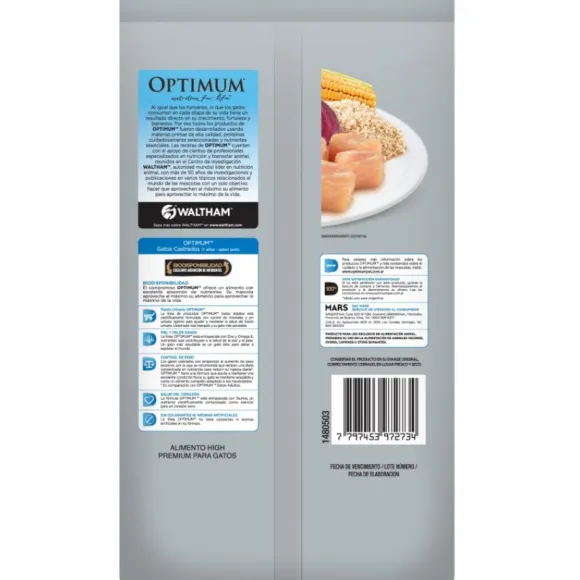 Optimum Castrado Sabor Pollo Alimento Para Gatos