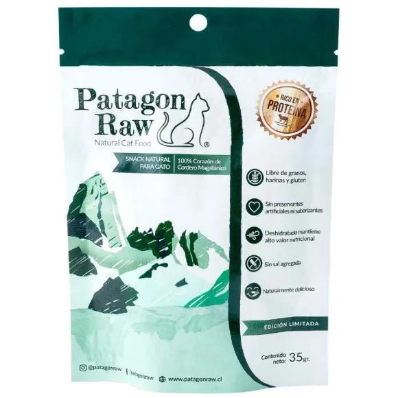 Patagon Raw Gato Snack 100% Coraz N De Cordero Magall Nico 40 Gr
