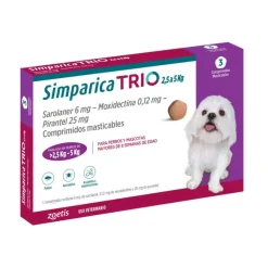 Simparica Trio 2.6 - 5 Kg Antiparasitario Para Perros 3 Comprimidos